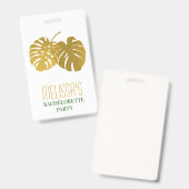 Moderne Gouden Monstera Bladeren Bachelorette Fees Badge (Voor- en achterkant)