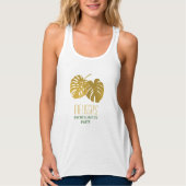 Moderne Gouden Monstera Bladeren Bachelorette Fees Tanktop (Voorkant)