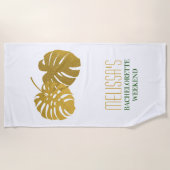 Moderne Gouden Monstera Bladeren Bachelorette Week Strandlaken (Voorkant)