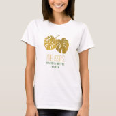 Moderne Gouden Monstera Bladeren Verlovingsfeestje T-shirt (Voorkant)