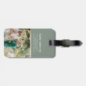 Moderne gouden multi-fotofamilie elegant sage gree bagagelabel (Achterkant horizontaal)