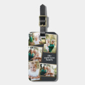 Moderne gouden multi-fotofamilie elegant zwart gou bagagelabel (Voorkant verticaal)