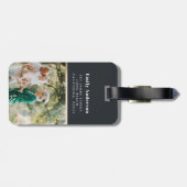 Moderne gouden multi-fotofamilie elegant zwart gou bagagelabel (Achterkant horizontaal)