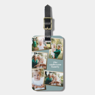 Moderne gouden multi-fotofamilie stijlvol bagagelabel