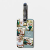 Moderne gouden multi-fotofamilie stijlvol bagagelabel (Achterkant verticaal)