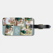 Moderne gouden multi-fotofamilie stijlvol bagagelabel (Achterkant horizontaal)