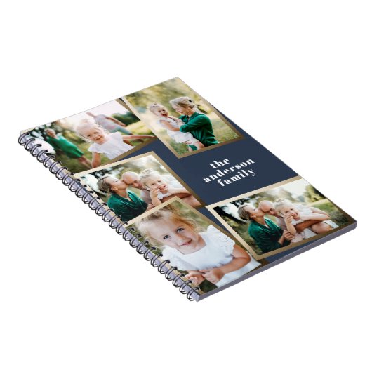 Moderne gouden multi-fotofamilie stijlvol notitieboek (Rechterzijde)