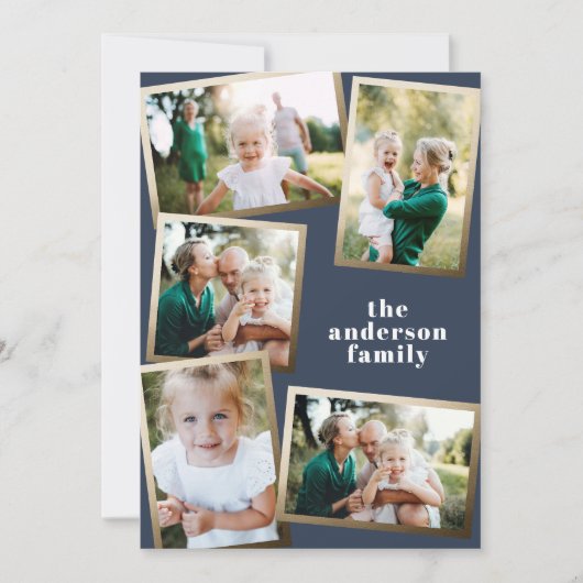 Moderne gouden multi-fotofamiliekaart (Voorkant)