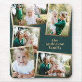 Moderne gouden multi-fotofamiliekaart muismat (Voorkant)