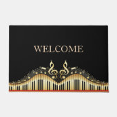 Moderne gouden muziek notitie op zwarte achtergron deurmat (Voorkant)