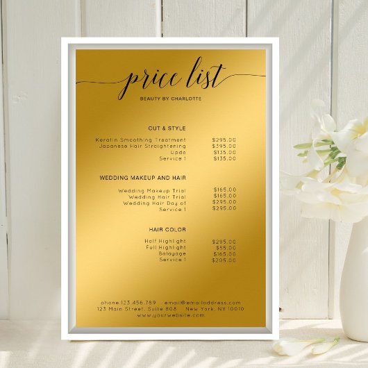 Moderne, gouden (nabootsing) salonprijzenlijstpost poster
