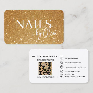 Moderne Gouden Nagel Specialist QR Code Zakelijk Visitekaartje