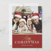 Moderne gouden namaakfolie foto kerstkaart kaart (Voorkant)