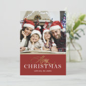 Moderne gouden namaakfolie foto kerstkaart kaart (Staand voorkant)