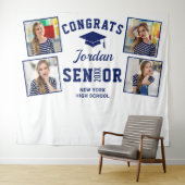 Moderne gouden Navy-verloofdiefotohouding achtergr Wandkleed (In Situ (horizontaal))