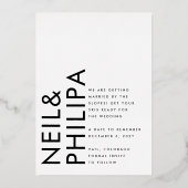 Moderne Gouden Niet-foto Vette DATUM Sla de datum  Folie Uitnodiging (Achterkant)