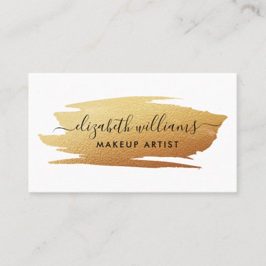 Moderne gouden olievlek in script visitekaartje (Voorkant)