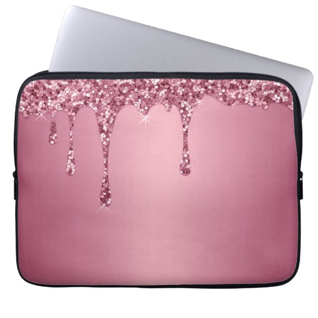 Moderne Gouden Ombre Marmeren Glam Metallic Folie Laptop Sleeve (Voorkant)