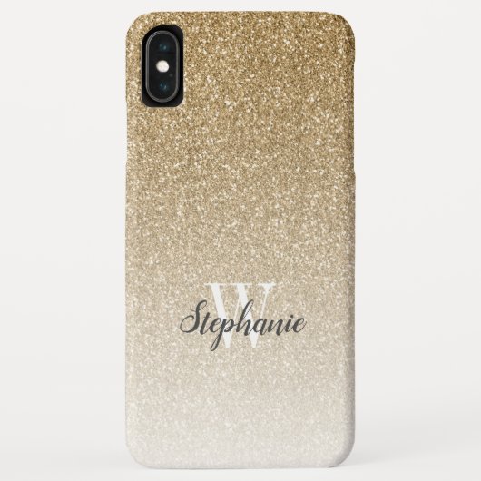 Moderne Gouden Ombre Nep Glitter Monogram Case-Mate iPhone Case (Achterkant)