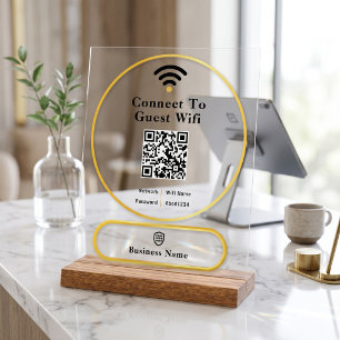 Moderne Gouden Omlijning Zakelijk Wifi-Wachtwoord Acryl Bord