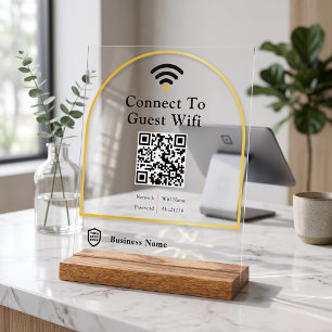 Moderne Gouden Omlijning Zakelijk Wifi-Wachtwoord Acryl Bord