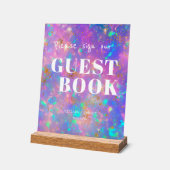 Moderne gouden opaal bruiloft teken ons gastenboek acryl bord (Hoek)