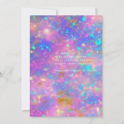 Moderne Gouden Opal Steen Minimalistische Eenvoudi Save The Date (Achterkant)