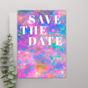 Moderne Gouden Opal Steen Minimalistische Eenvoudi Save The Date
