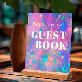 Moderne Gouden Opal Trouw Teken Onze Gastenboek Acryl Bord