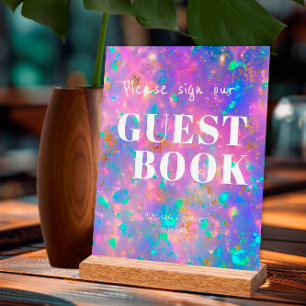 Moderne Gouden Opal Trouw Teken Onze Gastenboek Acryl Bord
