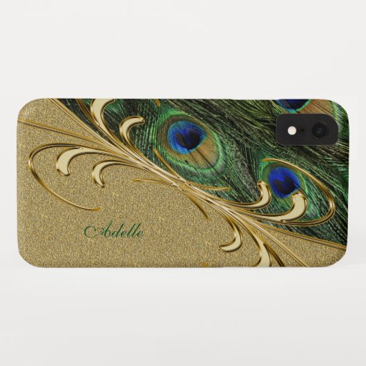 Moderne gouden Ornamenten pauw veer Case-Mate iPhone Case (Achterkant (horizontaal))