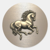 Moderne Gouden Paard Equine Ronde Sticker (Voorkant)