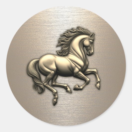 Moderne Gouden Paard Equine Ronde Sticker (Voorkant)