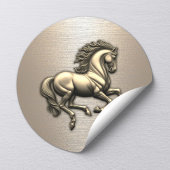 Moderne Gouden Paard Equine Ronde Sticker