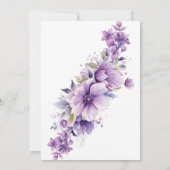 Moderne Gouden Paarse Bloemen Monogram Huwelijk Kaart (Achterkant)