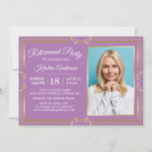 Moderne gouden Paarse foto Pensioen Kaart (Voorkant)