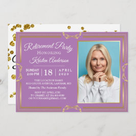 Moderne gouden Paarse foto Pensioen Kaart