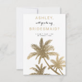 Moderne gouden palmbomen tropisch bruidsmeisje kaart (Voorkant)