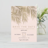Moderne gouden palmboom elegante bewaar de datum r save the date (Staand voorkant)