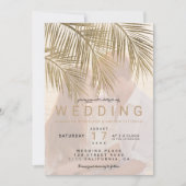 Moderne gouden palmboom elegante fotobruiloft kaart (Voorkant)