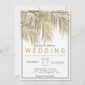 Moderne gouden palmboom elegante grens bruiloft kaart (Voorkant)