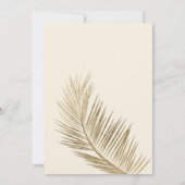 Moderne gouden palmboom ivoor save the date (Achterkant)
