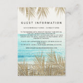 Moderne gouden palmboom strand insert details brui informatiekaartje (Voorkant)