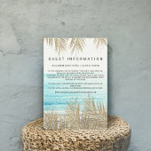 Moderne gouden palmboom strand insert details brui informatiekaartje