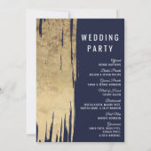 Moderne Gouden Penseelstreken Marine Blauw Trouwpr Kaart (Achterkant)