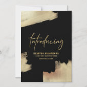 Moderne gouden penseelstreken van het Afstudeerder Magnetische Uitnodiging (Voorkant)