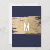 Moderne Gouden Penselen Navy Blauwe Trouwmenu Kaart (Achterkant)