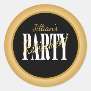 Moderne Gouden Pensioen Party Stickers