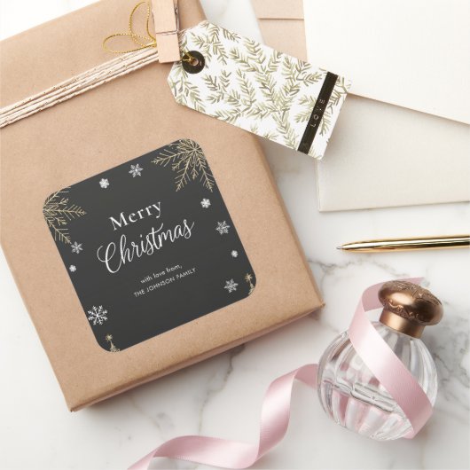 Moderne Gouden Prettig Kerstfeest Sticker (Geschenken)