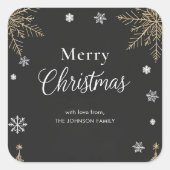 Moderne Gouden Prettig Kerstfeest Sticker (Voorkant)
